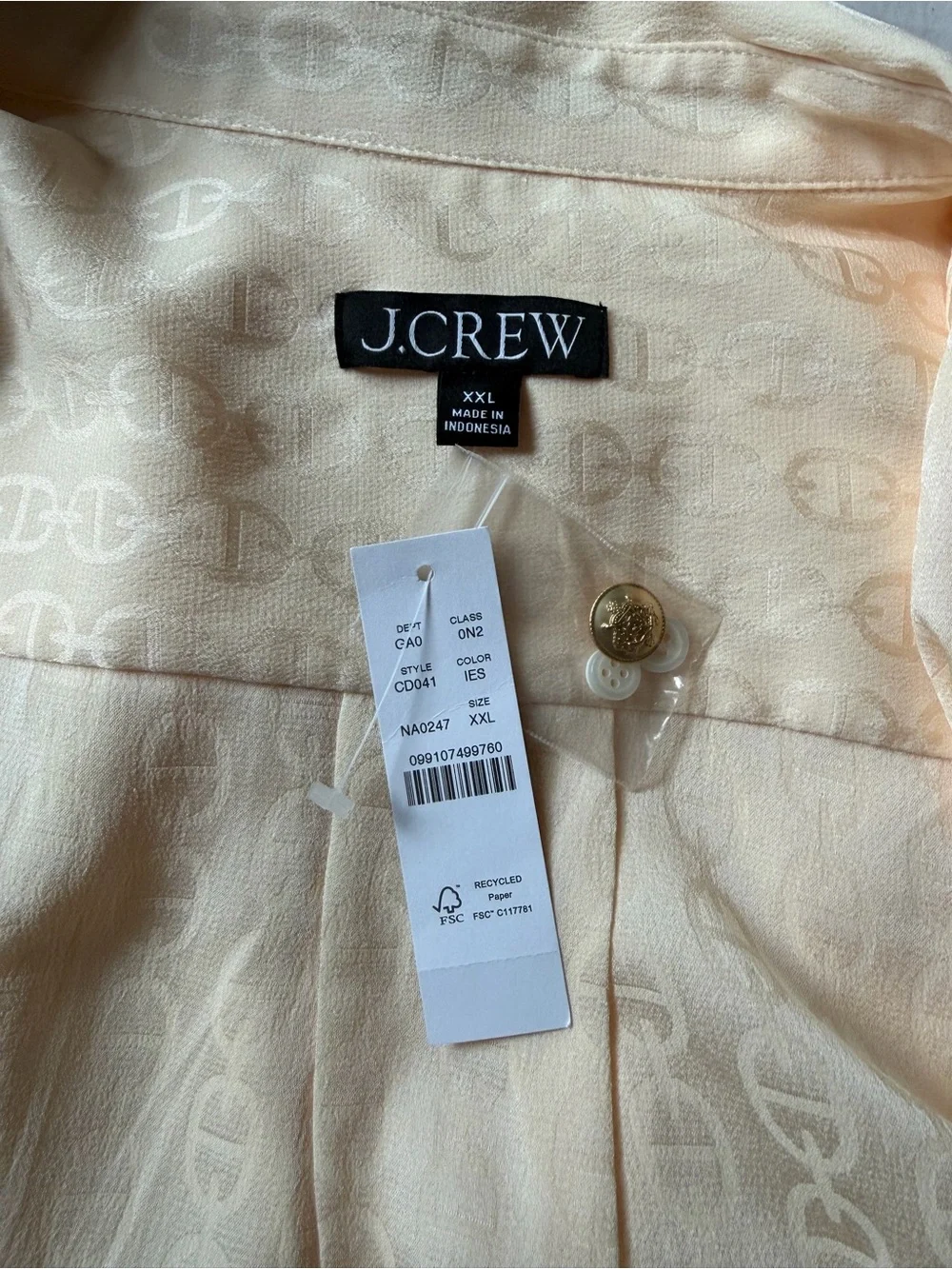 J. Crew  Woman’s Cream Button-Up Blouse